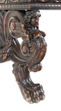 Antique Table, Trestle, Renaissance Revival, Carved, Walnut, 1800s, 19th C.! - Old Europe Antique Home Furnishings