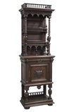 Antique Vaisselier Cabinet, Flemish Renaiss Revival Walnut, Carved Lion, 1800s!! - Old Europe Antique Home Furnishings
