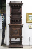 Antique Vaisselier Cabinet, Flemish Renaiss Revival Walnut, Carved Lion, 1800s!! - Old Europe Antique Home Furnishings