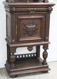 Antique Vaisselier Cabinet, Flemish Renaiss Revival Walnut, Carved Lion, 1800s!! - Old Europe Antique Home Furnishings
