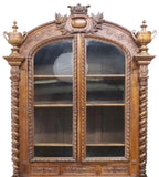 Antique Secretary, Bookcase, Fine French Henri II Style, Carved Oak, 1800's!