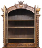 Antique Secretary, Bookcase, Fine French Henri II Style, Carved Oak, 1800's!