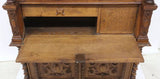 Antique Secretary, Bookcase, Fine French Henri II Style, Carved Oak, 1800's!