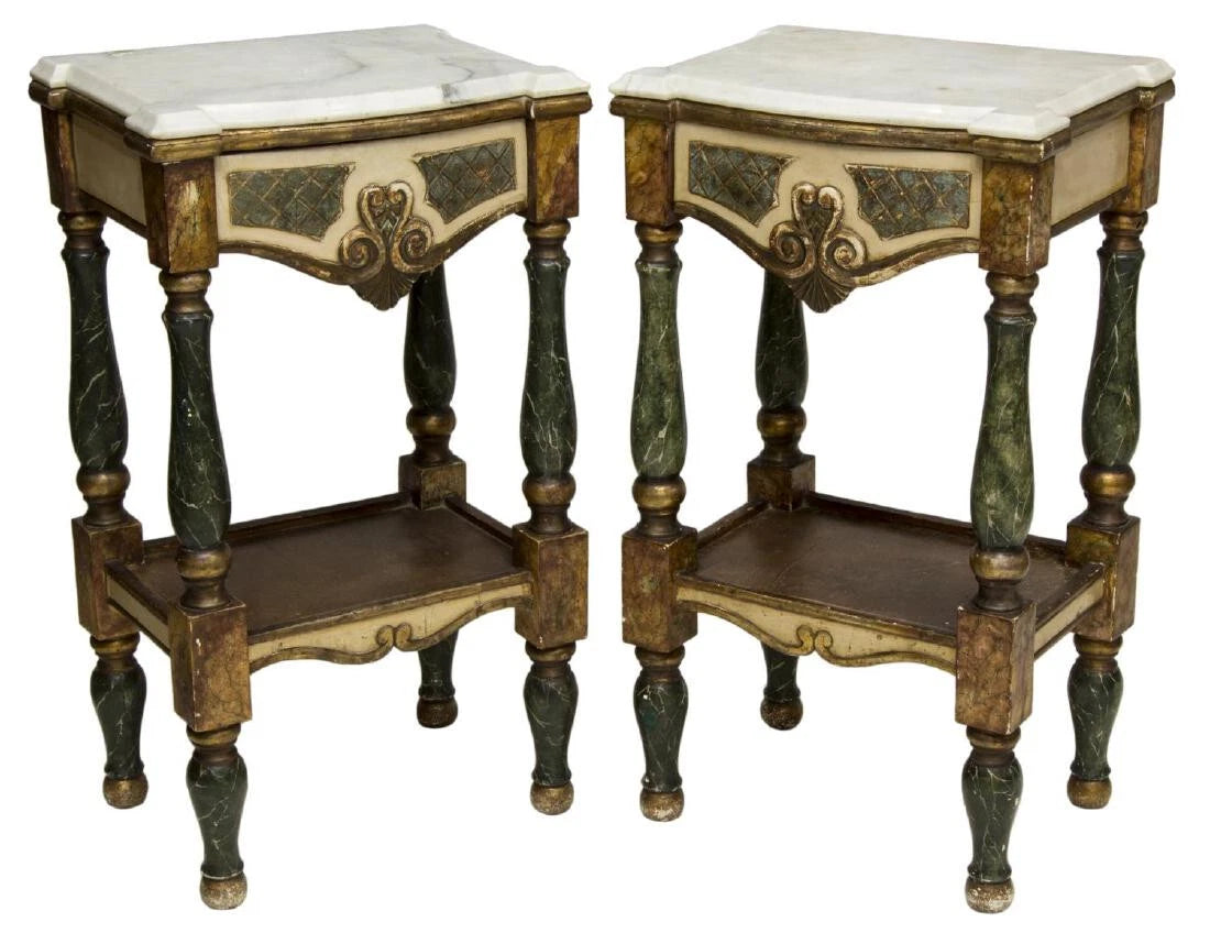 Antique Bedroom Set, Polychrome Marbelized Spanish, 4 Pc, 19th C, 1800s ...