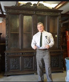 Antique Bookcase, Cabinet, French Henri II, Carved Oak, Stepback Display, 1800s