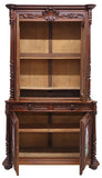 Antique Buffet Deux Corps, French Henri II, Carved Oak, China Cabinet, Porcelain