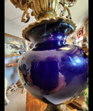 Antique Candelabra, Bronze, French, Porcelain, Deep Blue, Pair, 19th C., 1800's - Old Europe Antique Home Furnishings