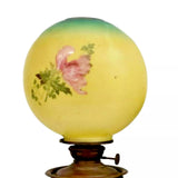 Antique Lamp, "Gone W/ The Wind" Converted Oil Lamp, Yellow, Gilt Base, 1800s!!