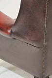 Armchair, British Red Leather, Chesterfield Wing Back Arm Chair, Gorgeous! - Old Europe Antique Home Furnishings