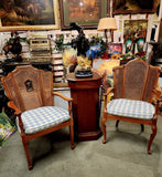 Armchairs, Louis XVI Style Cane Back, Carved Wood Fauteuils, Set of Two! - Old Europe Antique Home Furnishings