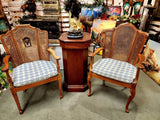 Armchairs, Louis XVI Style Cane Back, Carved Wood Fauteuils, Set of Two! - Old Europe Antique Home Furnishings