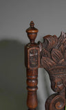 Armchairs, W/ Stool, Fireside, French Renaissance Style, Pair, Oak, Vintage! - Old Europe Antique Home Furnishings