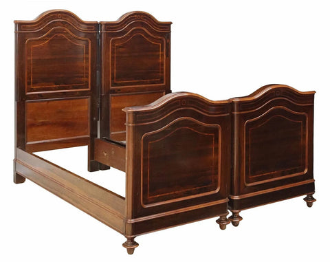 Bed, Double, Frames, Italian, Inlaid Rosewood, Double Bed, Early 1900s, 20th C.! - Old Europe Antique Home Furnishings