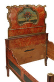Bed, Italiante Parcel Gilt & Painted Bed, Vintage / Antique, Handsome! - Old Europe Antique Home Furnishings