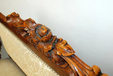 Bench, Relief, Floral, Carved, Mahogany, Neutral Fabric Color, Vintage / Antique - Old Europe Antique Home Furnishings
