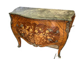 Bombe Commode, French, Louis XV Style, Verde Marble Top, 1900's, Vintage! - Old Europe Antique Home Furnishings