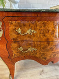 Bombe Commode, Vintage, French Louis XV Style, Marble Top, Burr Walnut Veneer! - Old Europe Antique Home Furnishings