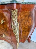 Bombe Commode, Vintage, French Louis XV Style, Marble Top, Burr Walnut Veneer! - Old Europe Antique Home Furnishings