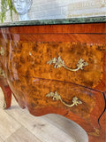 Bombe Commode, Vintage, French Louis XV Style, Marble Top, Burr Walnut Veneer! - Old Europe Antique Home Furnishings