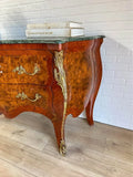 Bombe Commode, Vintage, French Louis XV Style, Marble Top, Burr Walnut Veneer! - Old Europe Antique Home Furnishings