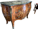 Bombe Commode, French, Louis XV Style, Verde Marble Top, 1900's, Vintage! - Old Europe Antique Home Furnishings