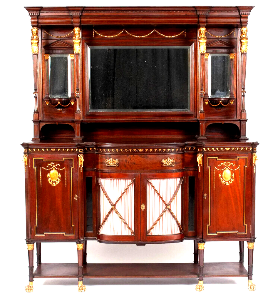Breakfront Buffet Neoclassical Style Continental Mahogany