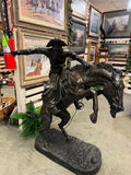 Sculpture, "Bronco Buster", Bronze, Patinated, Monumental, After Remington  58"H - Old Europe Antique Home Furnishings