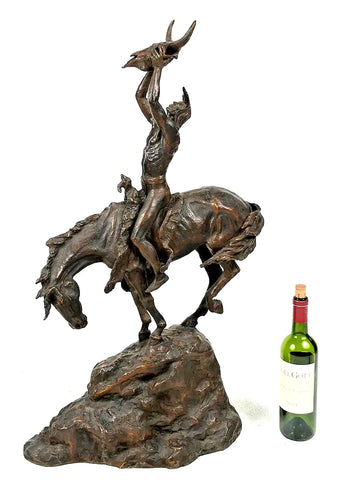 Bronze Sculpture, After Buck McCain, "Prayer to the Healing Spirit", 33.5" H!