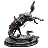 Bronze Sculpture, After Frederic Remington, "Wicked Pony", Lg, (Amer. 1861-1909) - Old Europe Antique Home Furnishings