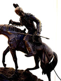 Bronze Sculpture, LG Native Amer. Rider, Pack Horse, Signed, Jim Davidson, 40.5"