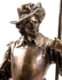 Bronze Sculpture, Patinated, Signed Philip LaMaque, French Musketeer, 30" H!! - Old Europe Antique Home Furnishings