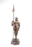 Bronze Sculpture, Patinated, Signed Philip LaMaque, French Musketeer, 30" H!! - Old Europe Antique Home Furnishings