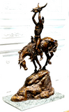 Bronze Sculpture, Quest Vision, Amer. Indian On Horseback, After Charles Russell - Old Europe Antique Home Furnishings