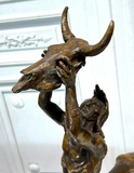 Bronze Sculpture, Quest Vision, Amer. Indian On Horseback, After Charles Russell - Old Europe Antique Home Furnishings