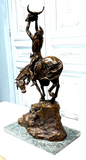 Bronze Sculpture, Quest Vision, Amer. Indian On Horseback, After Charles Russell - Old Europe Antique Home Furnishings