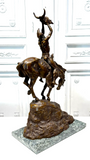 Bronze Sculpture, Quest Vision, Amer. Indian On Horseback, After Charles Russell - Old Europe Antique Home Furnishings