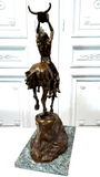 Bronze Sculpture, Quest Vision, Amer. Indian On Horseback, After Charles Russell - Old Europe Antique Home Furnishings