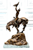 Bronze Sculpture, Quest Vision, Amer. Indian On Horseback, After Charles Russell - Old Europe Antique Home Furnishings