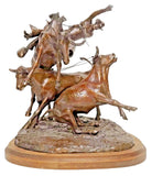 Bronze Sculpture, Western, Frank Polk (D. 2000) , "EVERYWAY BUT LOOSE" #3/ 35!! - Old Europe Antique Home Furnishings