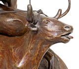 Bronze Sculpture, Western, Frank Polk (D. 2000) , "EVERYWAY BUT LOOSE" #3/ 35!! - Old Europe Antique Home Furnishings
