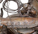 Bronze Sculpture, Western, Frank Polk (D. 2000) , "EVERYWAY BUT LOOSE" #3/ 35!! - Old Europe Antique Home Furnishings