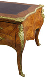 Bureau Plat Desk, French, Large, Burl Wood Veneer, Leather Top, Bronze Mount! - Old Europe Antique Home Furnishings