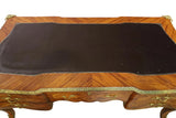 Bureau Plat Desk, French, Large, Burl Wood Veneer, Leather Top, Bronze Mount! - Old Europe Antique Home Furnishings
