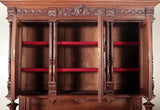 Cabinet, Carved Wood, French Henri II Style, 3 Shelves, Storage, Circa 1900's!! - Old Europe Antique Home Furnishings