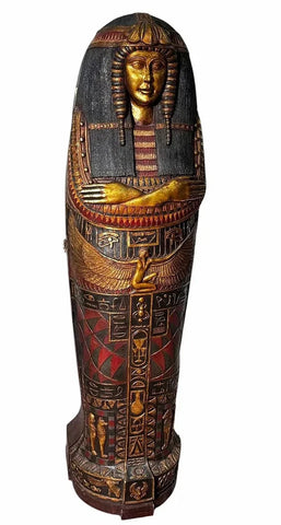 Cabinet, Display, Egyptian Mummy Case, Full-Size, Decorative, 14 Shelves!