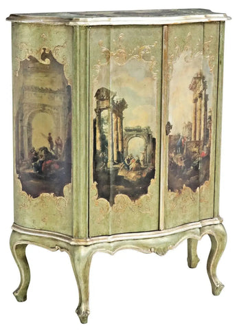 Cabinet, Italian Louis XV Style, Parcel Gilt, Paint-Decorated, Classical Figures!!