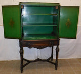 Cabinet, Oriental, Paint Decorated, Green, 2 Door Cabinet, Vintage / Antique - Old Europe Antique Home Furnishings