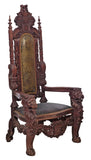 Chair, Throne, Renaissance Revival, Carved, Walnut, 71" high, 20th C., E. 1900s!