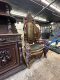 Chair, Throne, Renaissance Revival, Carved, Walnut, 71" high, 20th C., E. 1900s!