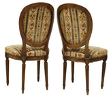 Chairs, Dining (6) Louis XVI Style, Upholstered, Walnut, Oval Medallion Back!! - Old Europe Antique Home Furnishings